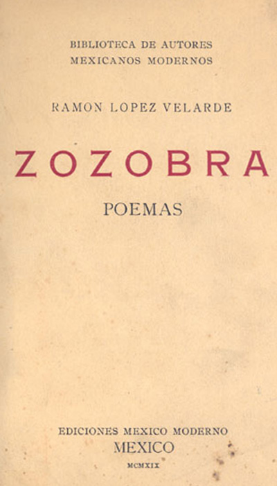  Portada de  Zozobra , México, Ediciones México Moderno, 1919 