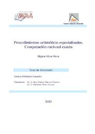 Procesadores aritméticos especializados. Computación racional exacta / Higinio Mora Mora | Biblioteca Virtual Miguel de Cervantes