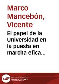 El papel de la Universidad en la puesta en marcha eficaz del desarrollo sostenible / Vicente Marco Mancebón | Biblioteca Virtual Miguel de Cervantes