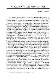 Réplica a Ángel Hernández | Biblioteca Virtual Miguel de Cervantes