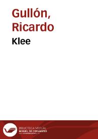 Klee / Ricardo Gullón | Biblioteca Virtual Miguel de Cervantes