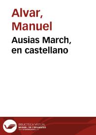 Ausias March, en castellano / Manuel Alvar | Biblioteca Virtual Miguel de Cervantes
