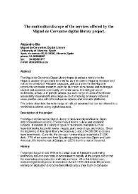The use of multimediality to enhance the accessibility to digital library resources : The multicultural-scope of the services offered by the Miguel de Cervantes digital library project / Alejandro Bia | Biblioteca Virtual Miguel de Cervantes