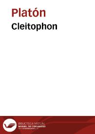 Cleitophon / Plato | Biblioteca Virtual Miguel de Cervantes