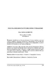 Por una rehabilitación del estructuralismo / Mar Llera Llorente | Biblioteca Virtual Miguel de Cervantes