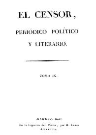 El censor : periódico político y literario. Tomo 9 | Biblioteca Virtual Miguel de Cervantes