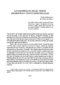 "Las bizarrías de Belisa": texto dramático y texto espectacular / Aurelio González | Biblioteca Virtual Miguel de Cervantes