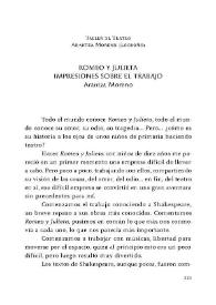 "Romeo y Julieta": impresiones sobre el trabajo / Arantza Moreno, del Taller de Teatro Arantza Moreno (Logroño) | Biblioteca Virtual Miguel de Cervantes