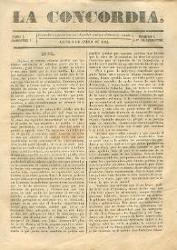 La Concordia. Tomo I, semestre I, núm. 2, 8 de enero de 1844 | Biblioteca Virtual Miguel de Cervantes