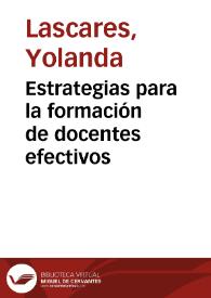 Estrategias para la formación de docentes efectivos | Biblioteca Virtual Miguel de Cervantes