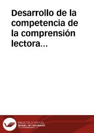 Desarrollo de la competencia de la comprensión lectora en estudiantes de bachillerato (15-18 años) | Biblioteca Virtual Miguel de Cervantes