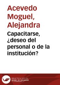 Capacitarse, ¿deseo del personal o de la institución? | Biblioteca Virtual Miguel de Cervantes