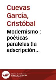 Modernismo  : poéticas paralelas (la adscripción literaria de Salvador Rueda) / Cristóbal Cuevas García | Biblioteca Virtual Miguel de Cervantes