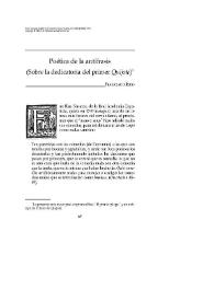 Poética de la antífrasis (Sobre la dedicatoria del primer Quijote) / Francisco Rico | Biblioteca Virtual Miguel de Cervantes