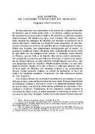 Los sonetos de Leandro Fernández de Moratín: (Algunas observaciones) / Pablo Cabañas | Biblioteca Virtual Miguel de Cervantes