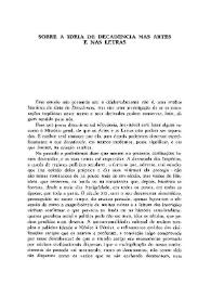 Sobre a ideia de decadencia nas artes e nas letras  / Jorge de Sena | Biblioteca Virtual Miguel de Cervantes