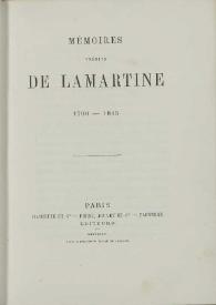 Mémoires inédits de Lamartine : 1790-1815 | Biblioteca Virtual Miguel de Cervantes
