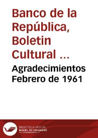 Agradecimientos Febrero de 1961 | Biblioteca Virtual Miguel de Cervantes