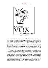 Ediciones VOX (Bahía Blanca, Argentina, 1997- ) [Semblanza] / Jorge Locane | Biblioteca Virtual Miguel de Cervantes