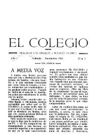 El Colegio : Revista de los Antiguos y Actuales Alumnos. Núm. 1, noviembre de 1923 | Biblioteca Virtual Miguel de Cervantes