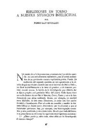 Reflexiones en torno a nuestra situación intelectual / Pedro Laín Entralgo | Biblioteca Virtual Miguel de Cervantes