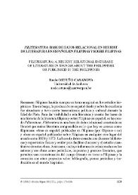 "Filiteratura": base de datos relacional en Heurist de literatura en español en Filipinas y sobre Filipinas / Rocío Ortuño Casanova | Biblioteca Virtual Miguel de Cervantes