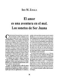 El amor es una aventura en el mal. Los sonetos de Sor Juana / Iris M. Zavala | Biblioteca Virtual Miguel de Cervantes