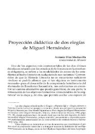 Proyección didáctica de dos elegías de Miguel Hernández / Antonio Díez Mediavilla | Biblioteca Virtual Miguel de Cervantes