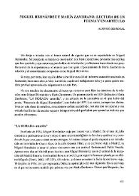 Miguel Hernández y María Zambrano: lecturas de un poema y un artículo / Alfonso Berrocal  | Biblioteca Virtual Miguel de Cervantes