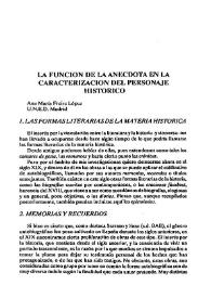 La función de la anécdota en la caracterización del personaje histórico / Ana María Freire López | Biblioteca Virtual Miguel de Cervantes