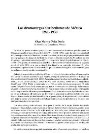 Las dramaturgas desobedientes de México 1920-1930 / Olga Martha Peña Doria | Biblioteca Virtual Miguel de Cervantes