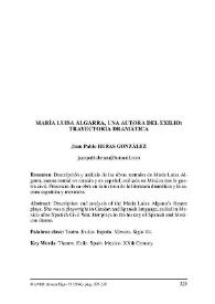 María Luisa Algarra, una autora del exilio: trayectoria dramática