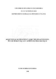 Adjectifs qualificatifs et adjectifs relationnels : étude sémantique et approche pragmatique / Nuria Rodríguez Pedreira | Biblioteca Virtual Miguel de Cervantes