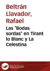 Las "Bodas sordas" en Tirant lo Blanc y La Celestina | Biblioteca Virtual Miguel de Cervantes