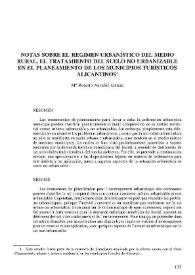 Notas sobre el régimen urbanístico del medio rural. El tratamiento del suelo no urbanizable en el planteamiento de los municipios turísticos alicantinos | Biblioteca Virtual Miguel de Cervantes