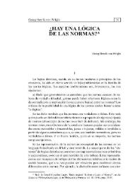 ¿Hay una lógica de las normas? | Biblioteca Virtual Miguel de Cervantes