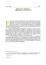 John Rawls, «Politica Liberalism» y sus críticos | Biblioteca Virtual Miguel de Cervantes