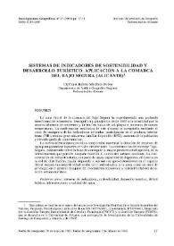Sistemas de indicadores de sostenibilidad y desarrollo turístico. Aplicación a la comarca del Bajo Segura (Alicante) | Biblioteca Virtual Miguel de Cervantes