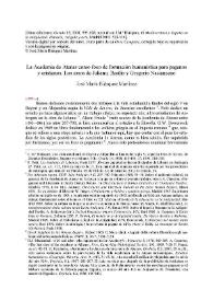 La Academia de Atenas como foco de formación humanística para paganos y cristianos : los casos de Juliano, Basilio y Gregorio Nacianceno / José María Blázquez Martínez | Biblioteca Virtual Miguel de Cervantes