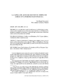 La capilla de Adikhalamani en el templo Debod: una interpretación política / Miguel Jaramago Canora | Biblioteca Virtual Miguel de Cervantes