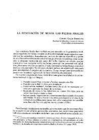 La renovación de nexos: las falsas finales | Biblioteca Virtual Miguel de Cervantes