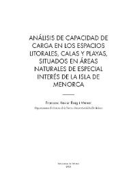 Análisis de capacidad de carga en los espacios litorales, calas y playas, situados en áreas naturales de especial interés de la isla de Menorca / Francesc Xavier Roig i Munar | Biblioteca Virtual Miguel de Cervantes