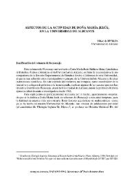 Algunos aspectos de la actividad de Doña María Jesús, en la Universidad de Alicante / Míkel de Epalza | Biblioteca Virtual Miguel de Cervantes