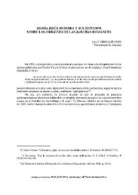 María Jesús Rubiera y sus estudios sobre los orígenes de las jarchas romances / Luis Fernando Bernabé Pons | Biblioteca Virtual Miguel de Cervantes