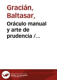 Oráculo manual y arte de prudencia / Baltasar Gracián | Biblioteca Virtual Miguel de Cervantes