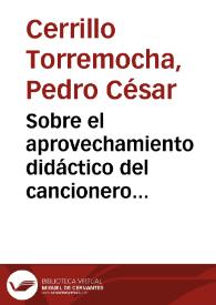 Sobre el aprovechamiento didáctico del cancionero infantil / Pedro C. Cerrillo Torremocha | Biblioteca Virtual Miguel de Cervantes