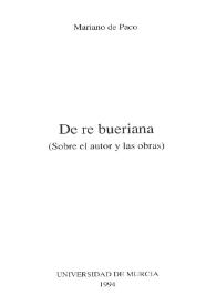 De re bueriana : (sobre el autor y las obras) / Mariano de Paco | Biblioteca Virtual Miguel de Cervantes