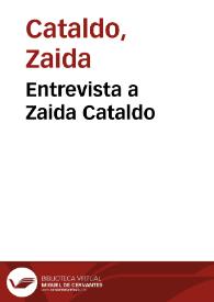 Entrevista a Zaida Cataldo / por María Martín | Biblioteca Virtual Miguel de Cervantes