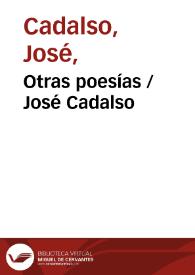 Otras poesías / José Cadalso | Biblioteca Virtual Miguel de Cervantes