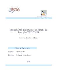 Las misiones interiores en la España de los siglos XVII-XVIII / Francisco Luis Rico Callado | Biblioteca Virtual Miguel de Cervantes